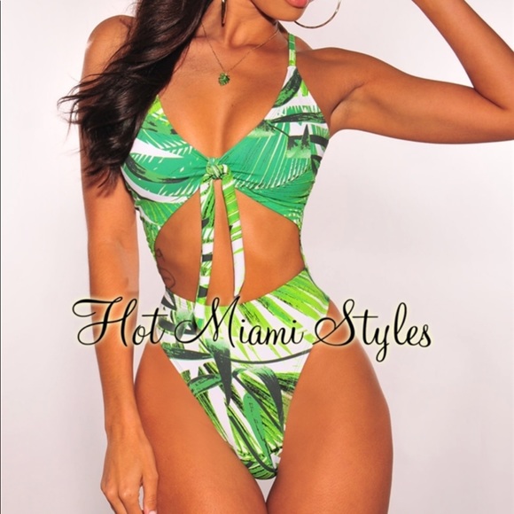 PALM CUT OUT SWIMSUIT - Picture 1 of 3